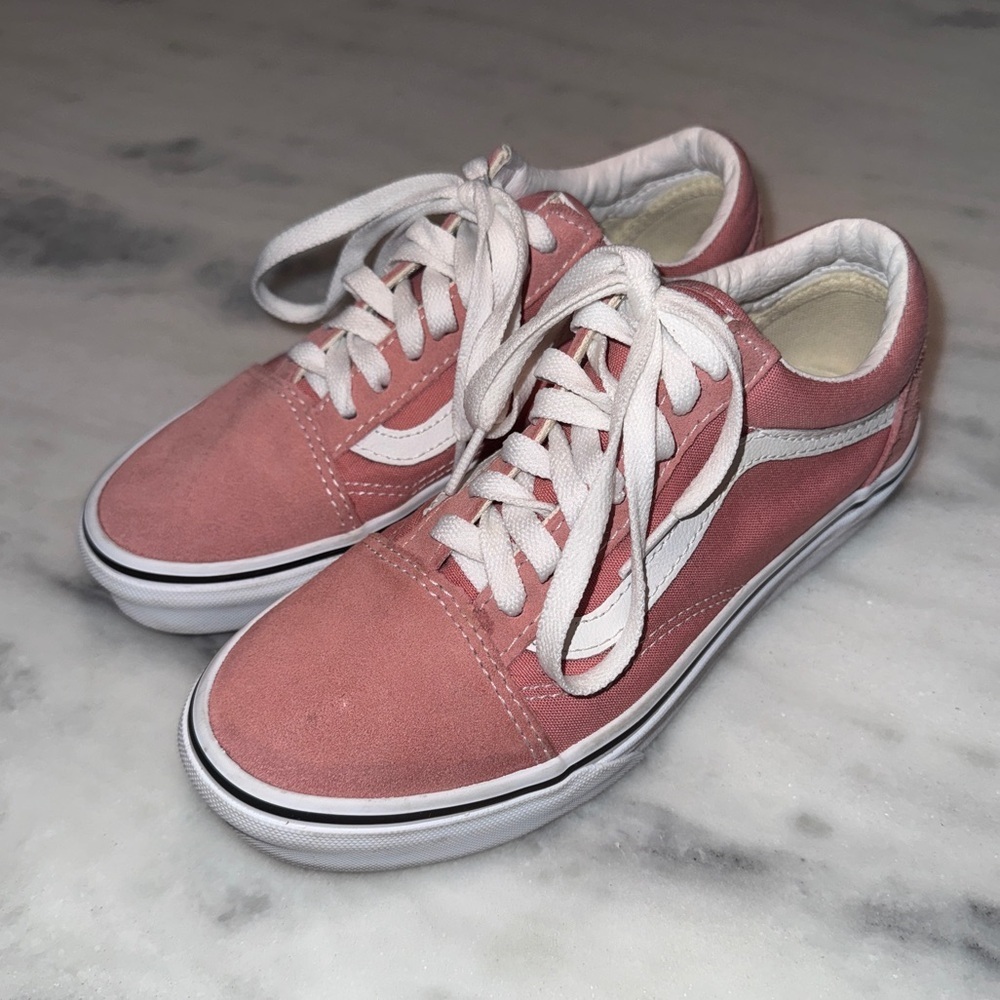 Vans Kids Old Skool Suede/Canvas Sneaker Rosette/True White Size 4 Like New - Picture 4 of 9